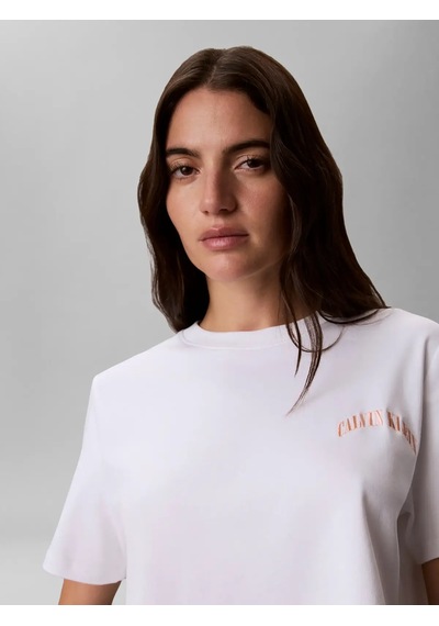 Calvin Klein Ss Sleek Interlock E, Yaf Beyaz Kadın T-shirt