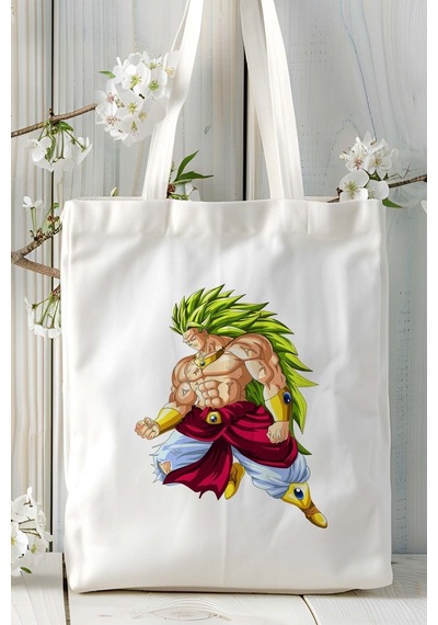 Art Hediye Dragon Ball Super Beyaz Baskılı Bez Omuz Çantası Kişiye Özel Model 1 Çok Renkli