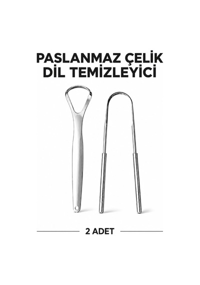 Dil Temizleyici Ağız Bakım Aparatı Hijyenik Paslanmaz Çelik 2 Adet