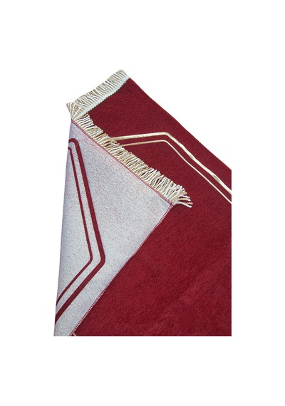 Çeyizlik Eşli Çift Seccadesi, Bohçalık Kalpli Namazlık Set Bordo Krem Bordo