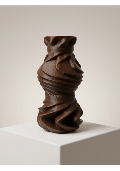 3d Spiral Vazo Özel Tasarım Eskitme - Kahverengi