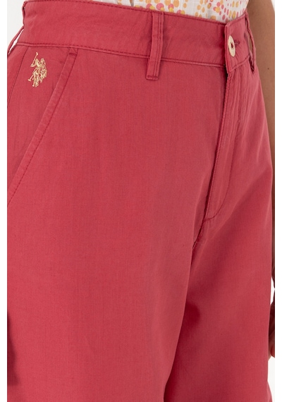 U.S. Polo Assn. Kadın Vişne Kanvas Loose Fit Pantolon 50309122-VR223