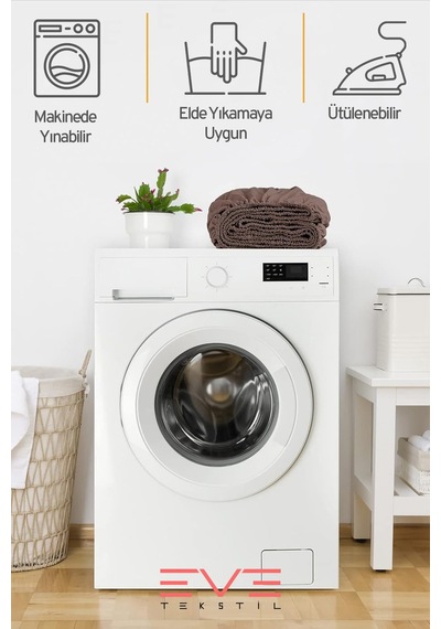 Eve Tekstil Fitted Yüksek Kaliteli Penye Kumaş Tek Kişilik Lastikli Çarşaf Kahverengi