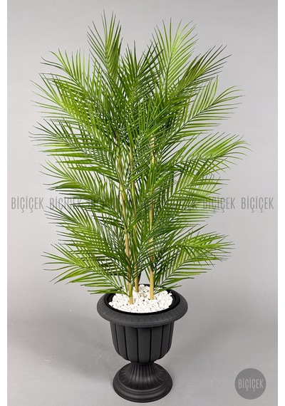 Biçiçek Yapay Areka Palmi̇yesi̇ 130 Cm 33 Yaprak Antresi̇t Nergi̇s Saksıda