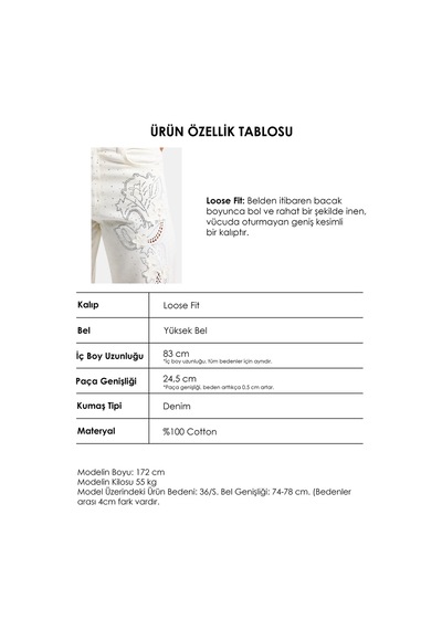 Itsbasic Kadın Kırık Beyaz T-7s6-101 Loose Fit Nakış Ve Dantel Detaylı Özel Tasarım Denim Jean Itsbasic Kadın Kırık Beyaz T-7s6-101 Loose Fit Nakış Ve Dantel Detaylı Özel Tasarım Denim Jean