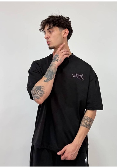 Zaee Signature Oversize Taş İşlemeli Tişört Siyah