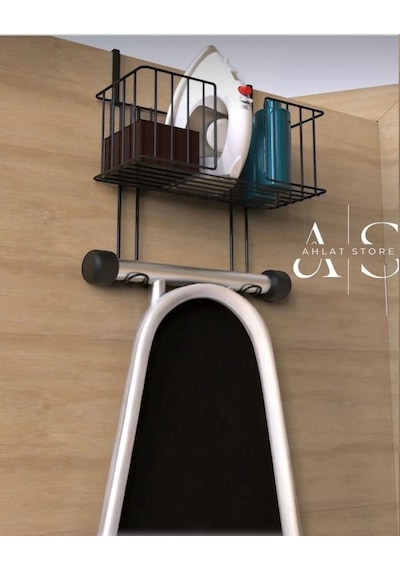 Siyah Kapı Arkası Metal Ütü Ve Ütü Masası Tutucu, Organizer, Ütü Ve Ütü Masası Askısı