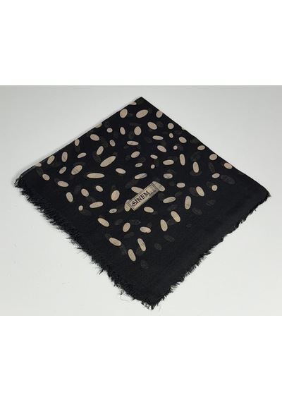 Sinem Emprime Koton Eşarp - Siyah / Karamel-06289 Çikolota