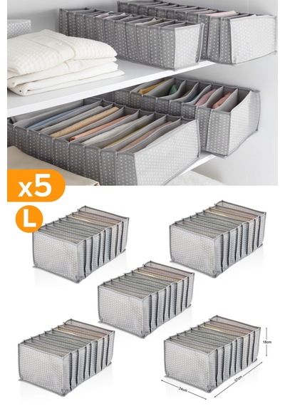 Serstil 5 Adet - 8 Gözlü Gri Benekli Çekmece İçi Düzenleyici Organizer Large Diğer
