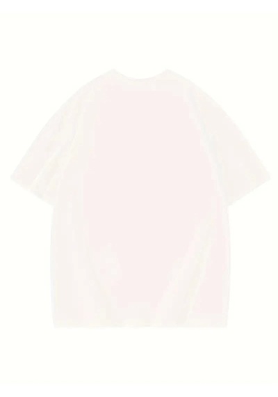 Modi Baskılı Oversize Bisiklet Yaka T-shirt - Beyaz - Mymg158989