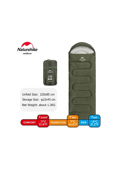 Naturehike Y150l Zarf Tarzı Kapüşonlu Pamuklu Uyku Tulumu -6 C Diğer