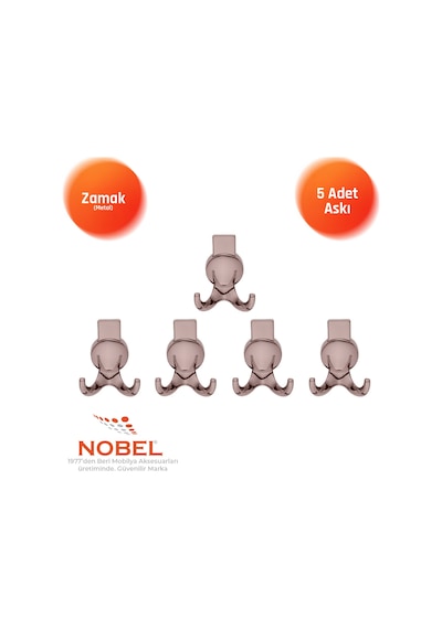 Solo Lüks Askı, Metal, Vestiyer Askı, 170 Gr, Dolap Askılık, Duvar Askılığı, Bronz Vidalı 5 Adet