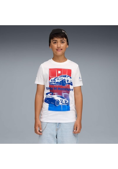 Puma Bmw M Motorsport Kıds Block Genç Tişört 632651 02 Beyaz