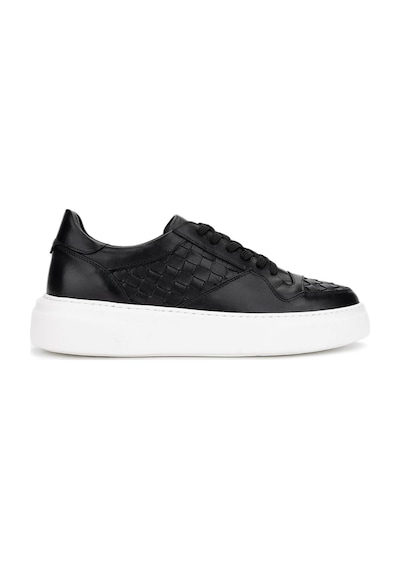 Tamer Tanca Erkek Hakiki Deri Siyah Sneakers & Spor Ayakkabı 04 268 Erk Ayk Y25 Sıyah Dr/orgu Siyah