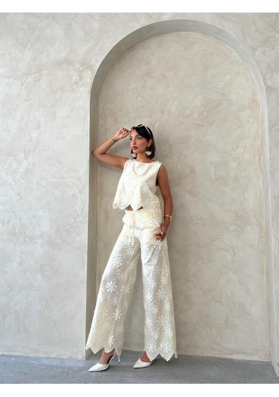 Verymoda Nakışlı Kolsuz Bluz D2872 Sari