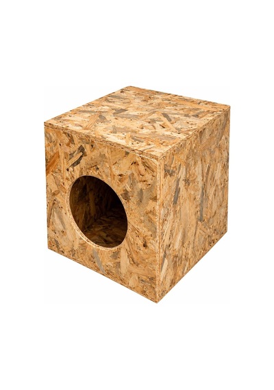 Reyo 43x41x29 cm Orta Boy Kedi Evi Ahşap Kedi Barınağı, Sokak Kedileri İçin Yağmur ve Su Geçirmez OSB CAT03