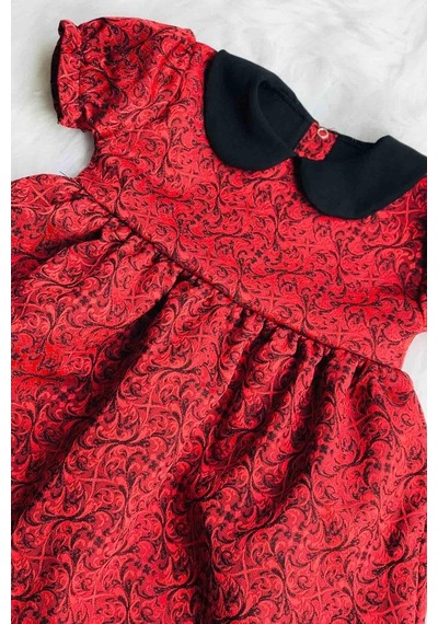 Fiyonk Detaylı Tarçın Renk Kız Çocuk Bebek Tasarım Elbise