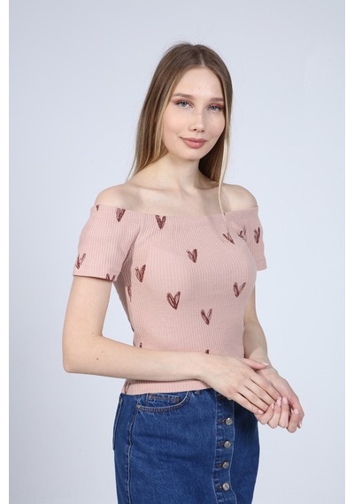 Neslice Kadın Madonna Yaka T-Shirt