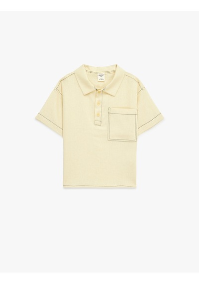Koton Oversize Viskon Ve Keten Karışımlı Kısa Kollu Gömlek Sarı 6smb60019tw