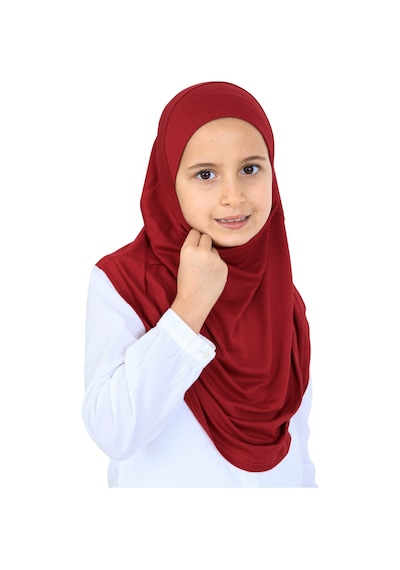 Modish Group Kız Çocuk Hazır Başörtüsü Pratik Penye Şal Tesettür Giyim Bordo