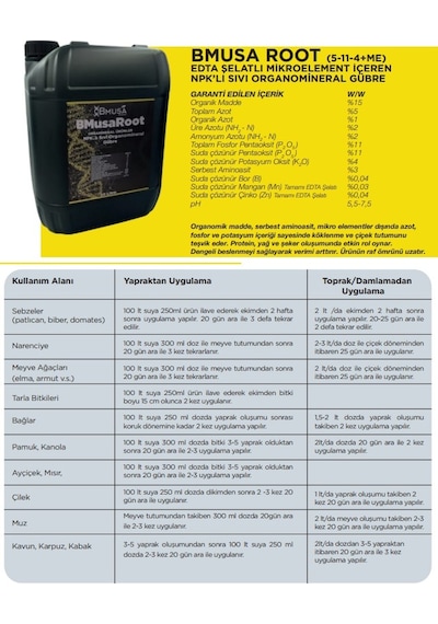 Bmusa Root Npk Lı Sıvı Organominarel Gübre 1 Lt 1 L