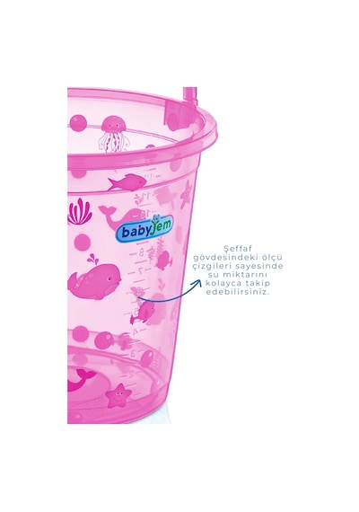 Babyjem Şeffaf Kova & Maşrapa Set Pembe Desenli