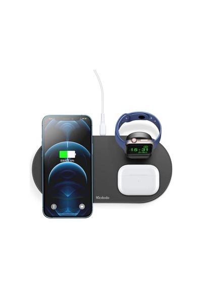 Ayrex Mcdodo Ch-7061 3in1 Manyetik 15w Kablosuz Hızlı Şarj Dock Stand Siyah