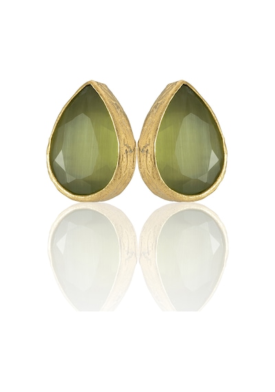 Kadir Jewellery 22 Ayar Altın Kaplama Kadın Minimal Küpe -el İşçiliği Ve Hipoalerjenik Küpe Altın - Zeytin Yeşili 30179809