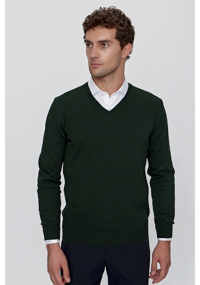 Morven Basic Dinamik Fit Rahat Kesim V Yaka Triko Kazak 99kc017004710 Haki
