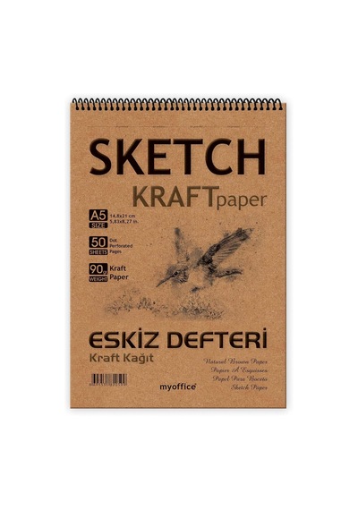 Etika Kraft Kağıt A5 Eskiz Defteri 90 Gr. Spiralli 50 Yaprak Sketchbook Genel