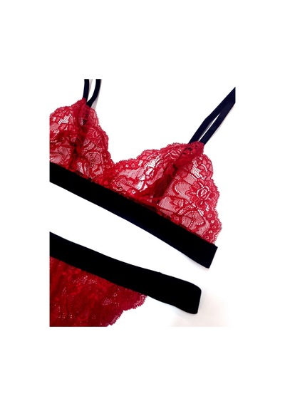 Deep Secret Kırmızı Full Dantel Bralet Takım 001
