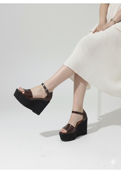 Asmi Shoes Kadın Dolgu Topuklu Kahverengi Kırışık Rugan Ayakkabı Rahat Yüksek Topuklu 11cm Kahverengi Asmi Shoes Kadın Dolgu Topuklu Kahverengi Kırışık Rugan Ayakkabı Rahat Yüksek Topuklu 11cm Kahverengi