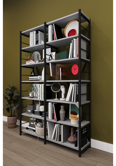 Modern 12 Raflı Metal Kitaplık Üçlü Ayrılabilir Modül Dekoratif Çok Amaçlı Kitaplık Metalk02 Kül Gri Modern 12 Raflı Metal Kitaplık Üçlü Ayrılabilir Modül Dekoratif Çok Amaçlı Kitaplık Metalk02 Kül Gri