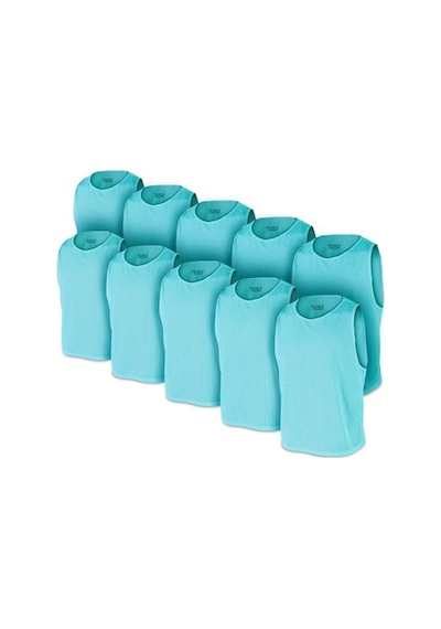 Usr Antrenman Yeleği Fileli Turkuaz Küçük Boy - Bib 10 Lu Paket Beyaz - Gri