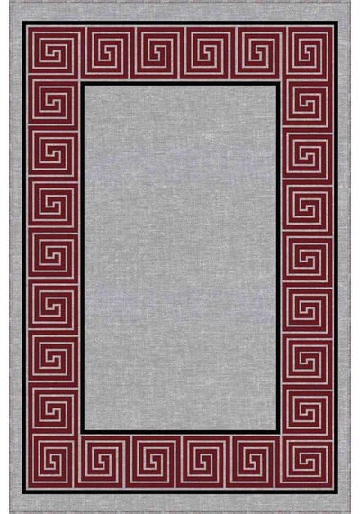 Bordo Çerçeveli Kaymaz Taban Makinede Yıkanabilir Halı Rv046n11