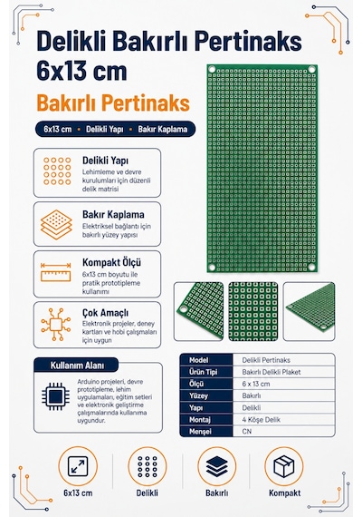 Delikli Bakırlı Pertinaks 6x13 Cm