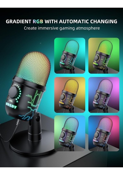 Oyun Mikrofonu, Pc, Mac, Ps4/5 İçin Usb Bilgisayar Mikrofonu, Stüdyo Kaydı İçin Kondenser Podcast Mikrofon, Youtube,