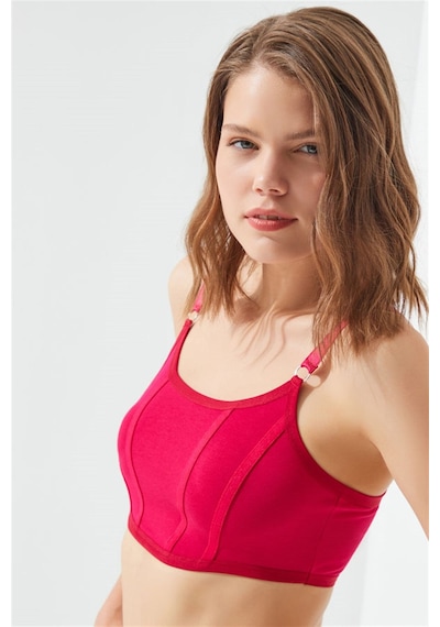 Cottonhill Bordo Pamuklu Ayarlanabilir Askılı Kadın Bralet Büstiyer Bordo