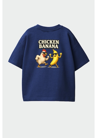 Monila Erkek Çocuk Pamuklu Bisiklet Yaka Sırtı Baskılı T-shirt Lacivert