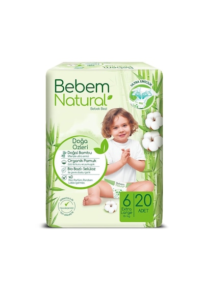 Bebem Natural Bebek Bezi 6 Numara XLarge 20 Adet