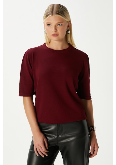 Ritnice Viscose Doku Next Premium Selection Bordo Yarım Kol Triko Kazak Bordo