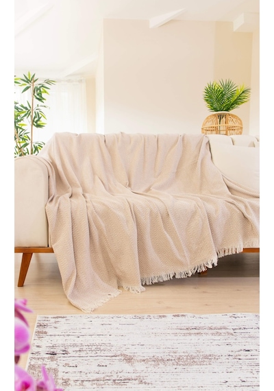 Tabu Home Dokuma Cozy Comfort Bej Koltuk Örtüsü