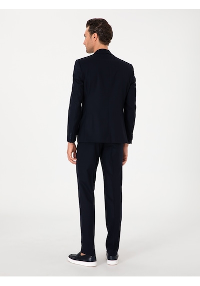 Cacharel Lacivert Slim Fit Yün Karışımlı Klasik Kumaş Pantolon