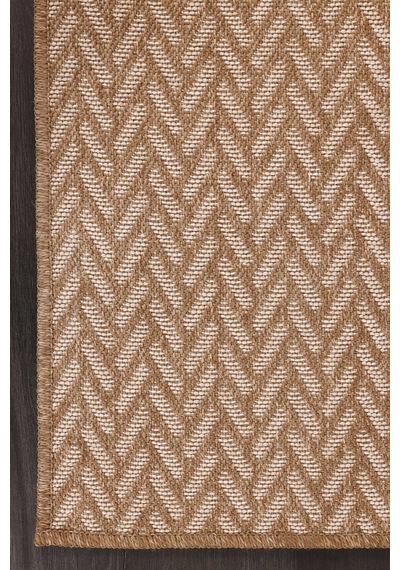 Karamel Ve Ekru Zikzak Sisal Dokulu Halı - Fm01w Kahve