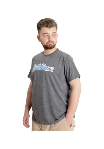 Mode Xl Büyük Beden Erkek T-Shirt Youthful 23107 Antramelanj 001