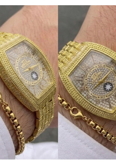 Erkek Taş İşlemeli Çelik Kol Saati Lüks Quartz Erkek Saati Premium Tasarım Bileklik Hediyeli Şık Erkek Kol Saati Gold-25 Cm Erkek Taş İşlemeli Çelik Kol Saati Lüks Quartz Erkek Saati Premium Tasarım Bileklik Hediyeli Şık Erkek Kol Saati Gold-25 Cm