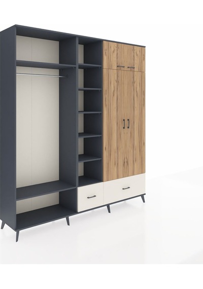 Hyperion Dolap 12 Raflı 2 Çekmeceli 2 Askılı 220x44x243 Antrasit-çam/aytaşı Çok Renkli Hyperion Dolap 12 Raflı 2 Çekmeceli 2 Askılı 220x44x243 Antrasit-çam/aytaşı Çok Renkli