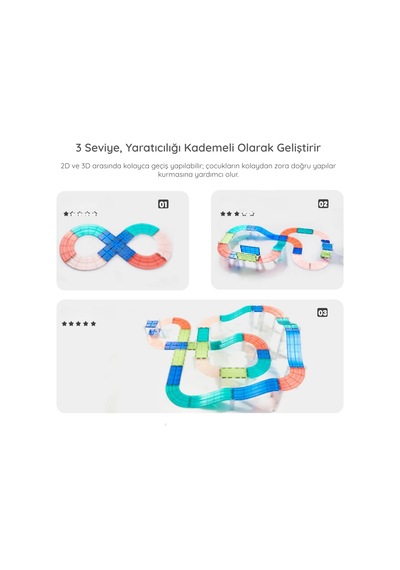 Mideer Magnetic Tiles Arabalı Yarış Pisti - 115 Parça