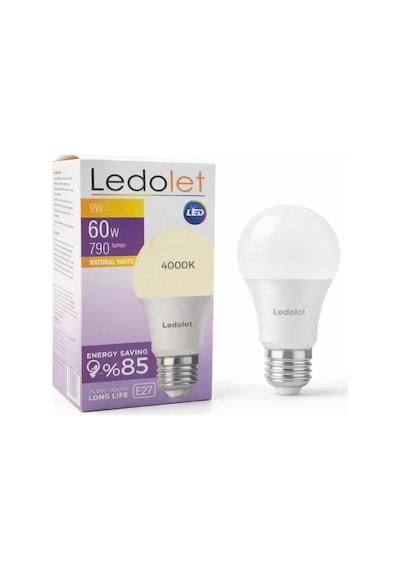 9w 60w Led Ampul E27 4000k Gün Işığı Yüksek Enerji Tasarruflu Lamba Diğer