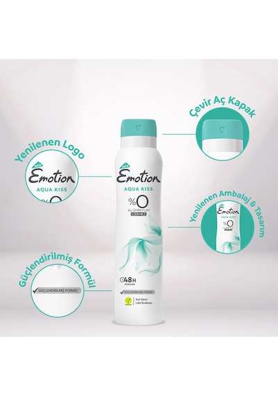 Emotion Aqua Kiss Kadın Sprey Deodorant 6 x 150 ML